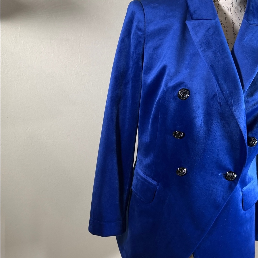 White House Black Market Royal Blue Blazer velvet - Picture 4 of 10